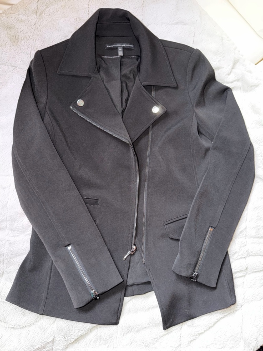 White House Black Market Black Asymmetrical Zip Blazer